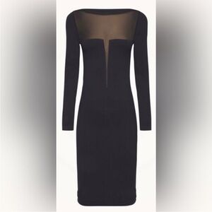 WOLFORD Women’s MEDIUM Venus Dress Long Sleeve Plunging Mesh Neck Cutout